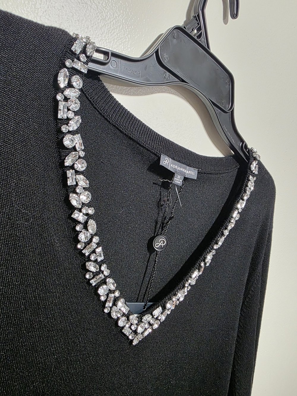 NWT! Adrianna Papell Black Embellished V-Neck Tunic Sweater Size 2X  ⚠️READ FLAW - Picture 4 of 8